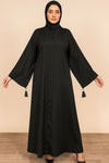 Front-open black abaya