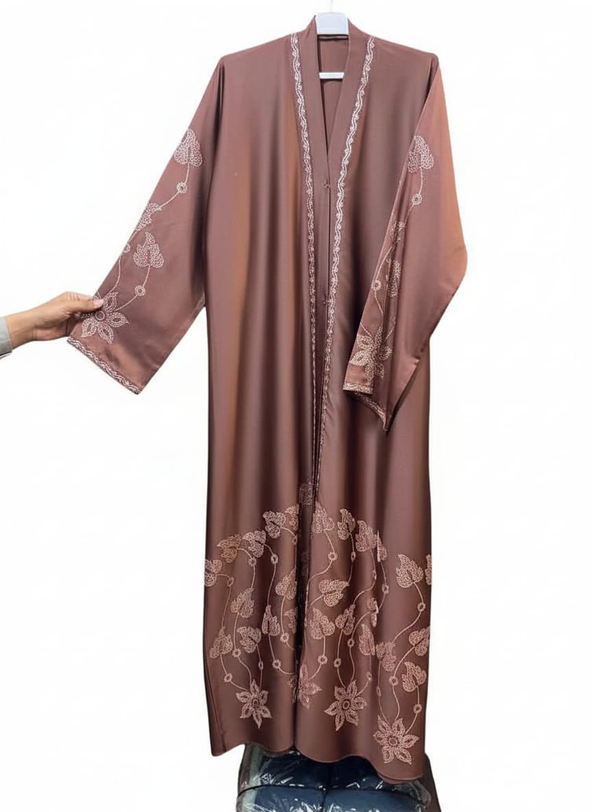 DMC Stone Work, Front Open Abaya, Tiktok fabric