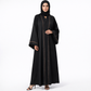 Black Embroidery Front Open Abaya