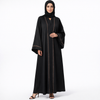 Black Embroidery Front Open Abaya