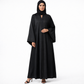 Black abaya with embroidered detailing.