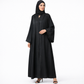 Black abaya with embroidered detailing.
