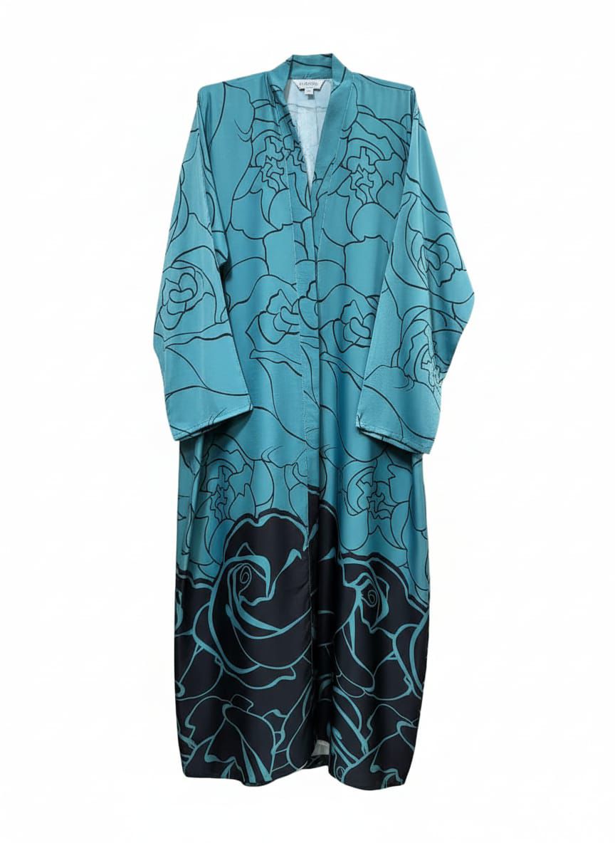 Front Open Floral Pattern Abaya