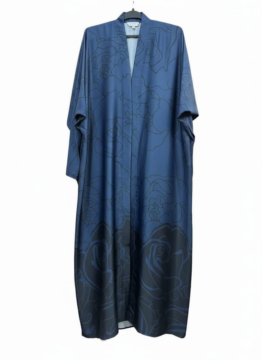 Front Open Floral Pattern Abaya