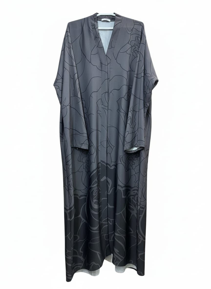 Front Open Floral Pattern Abaya