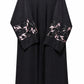 Front Open Black Abaya with Pink and Black Embroidery