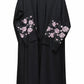 Front Open Black Abaya with Pink and Black Embroidery