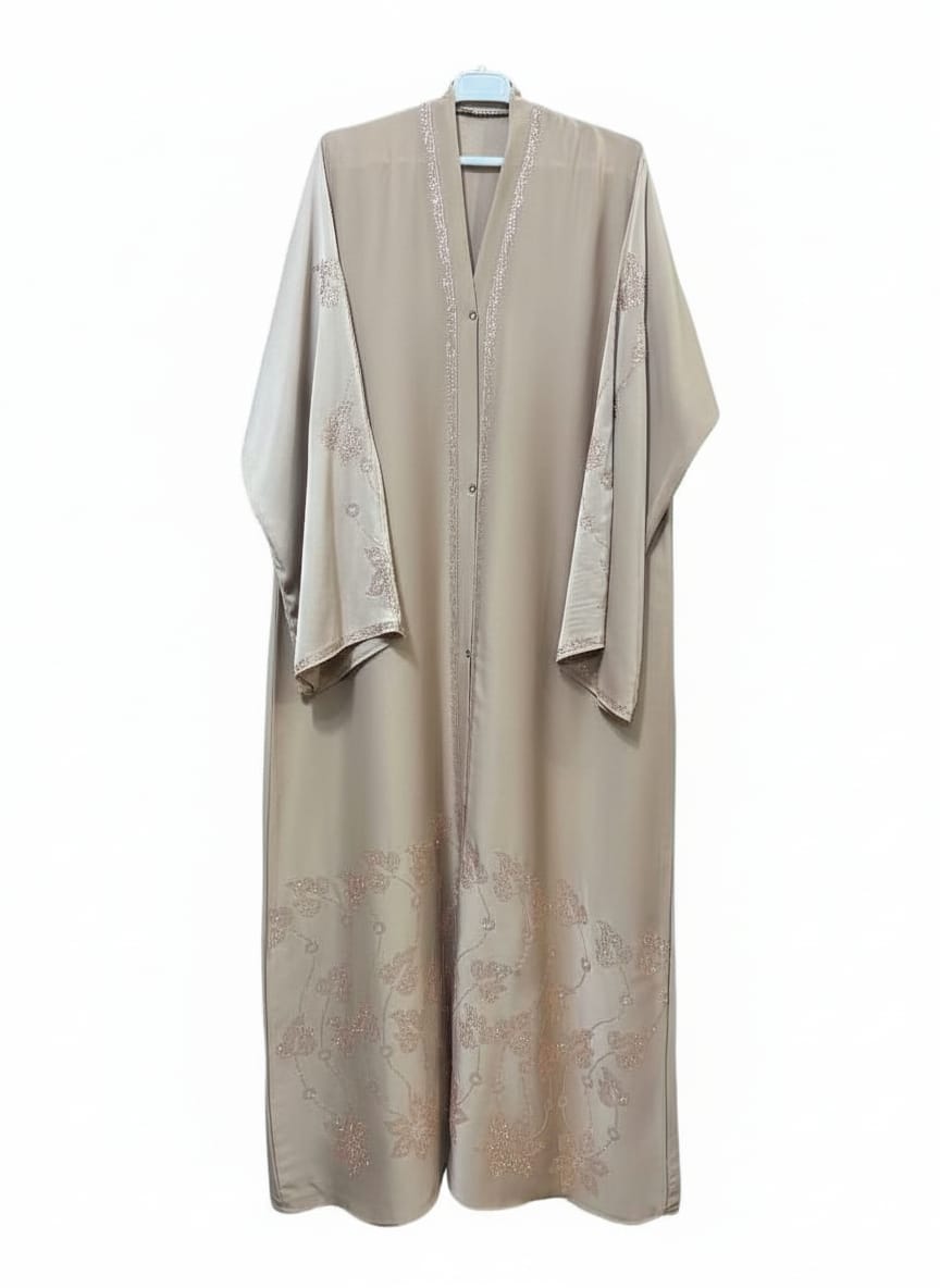 DMC Stone Work, Front Open Abaya, Tiktok fabric