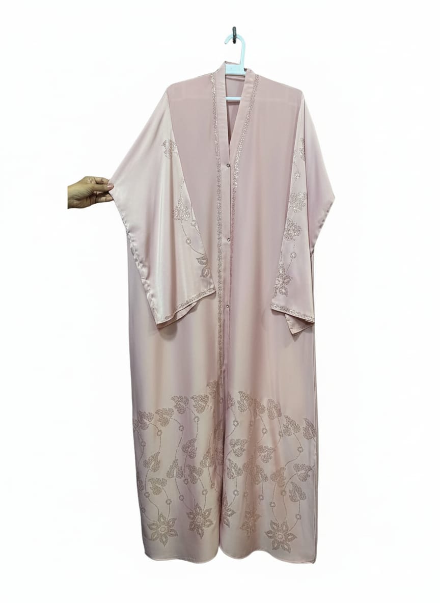 DMC Stone Work, Front Open Abaya, Tiktok fabric