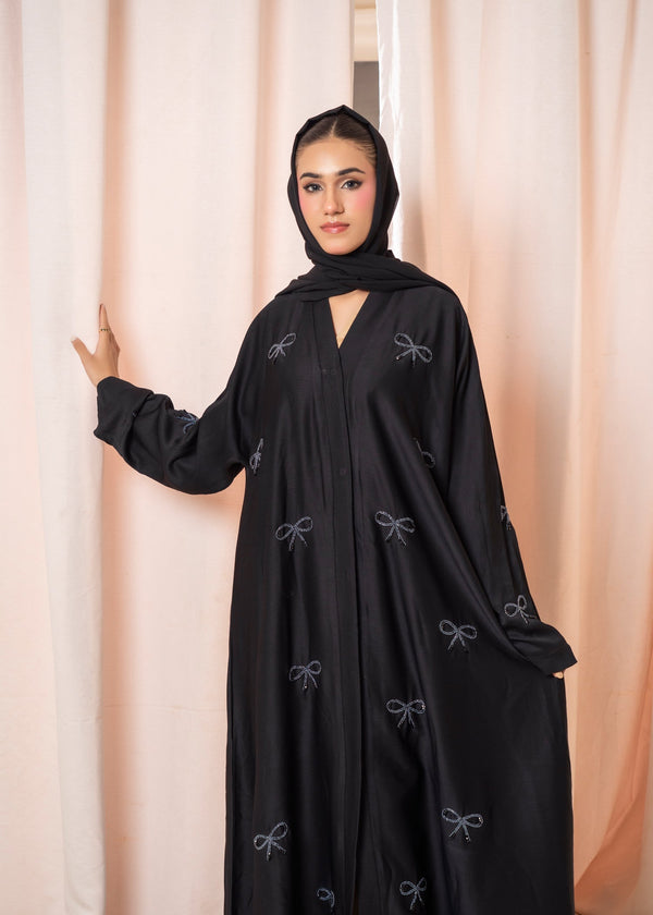 Elegant Bow Embroidered Abaya