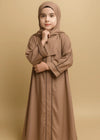 Girls' Minimalist Front-Open Abaya