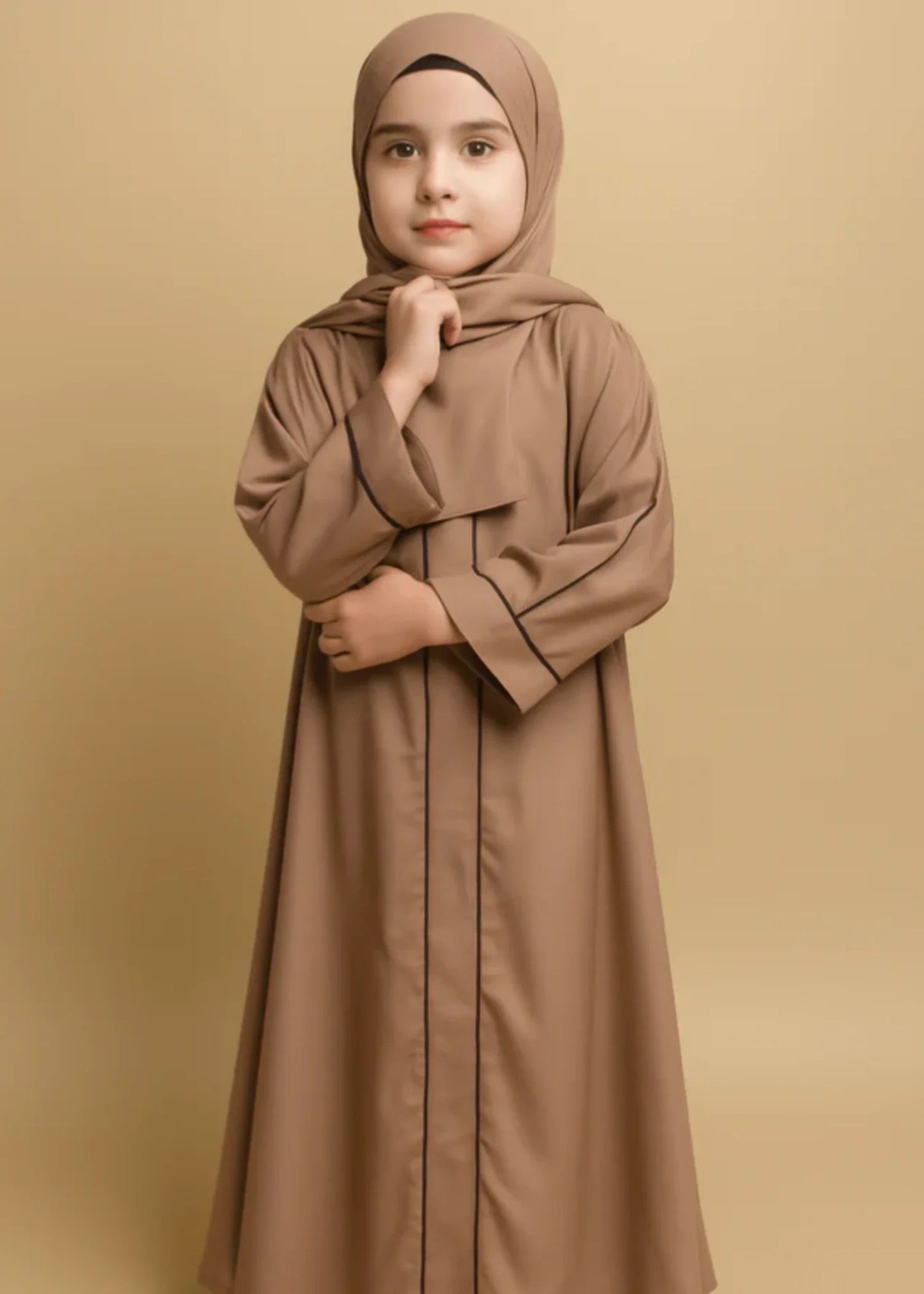Girls' Minimalist Front-Open Abaya